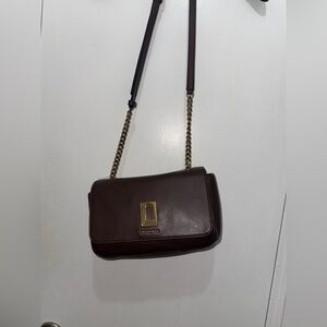 Karl Lagerfeld Paris Delaine Leather Crossbody Bag chocolate brown color